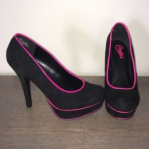 Velveteen black 4" high heels. Size 8